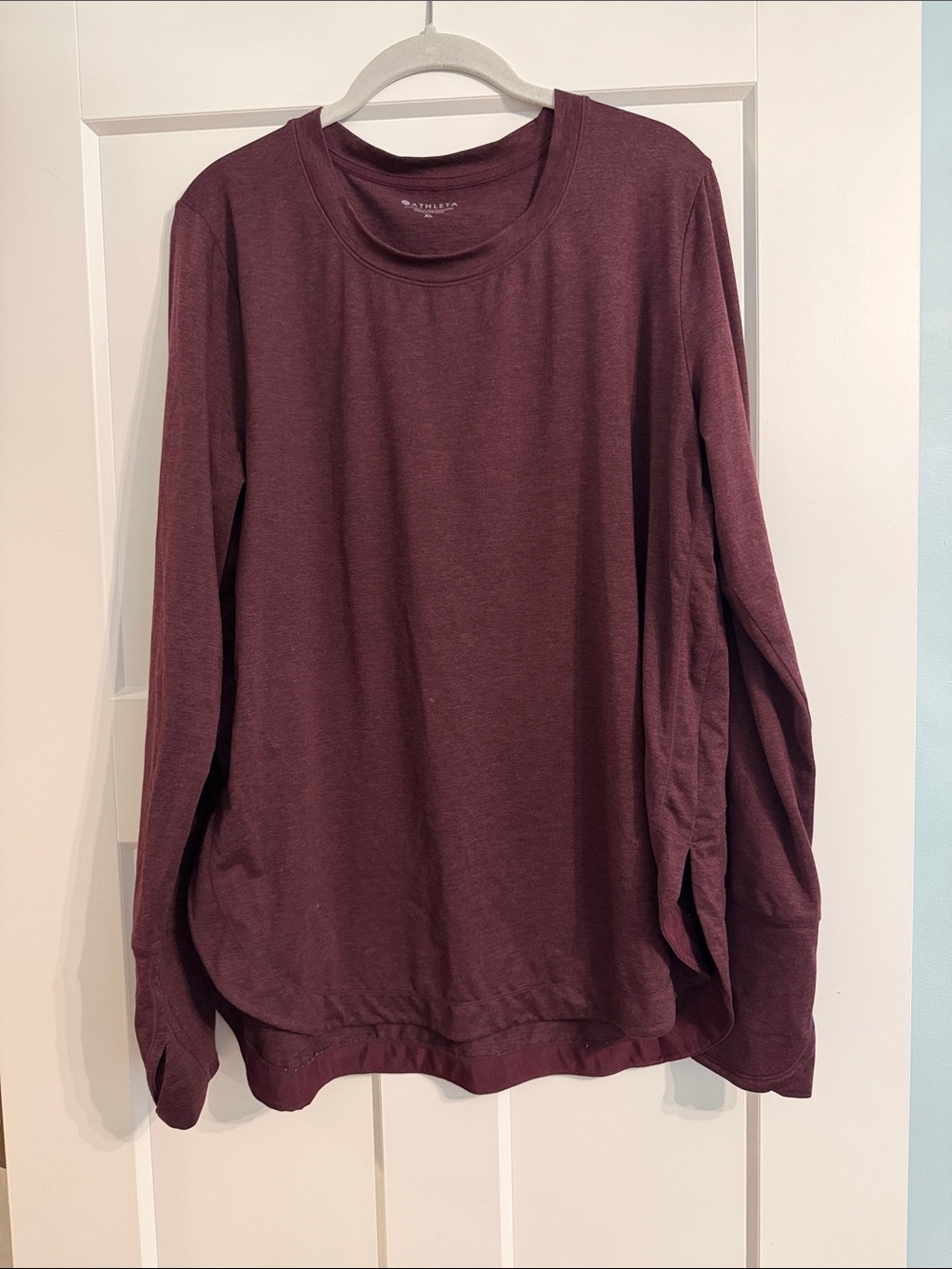 Athleta Women's Long Sleeve Crewneck Tee in Burgundy Plum